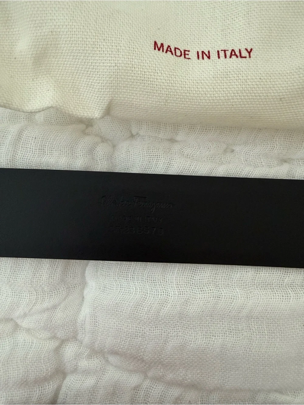Salvatore Ferragamo Black Leather Belt with Gold Braided Double Gancini Buckle